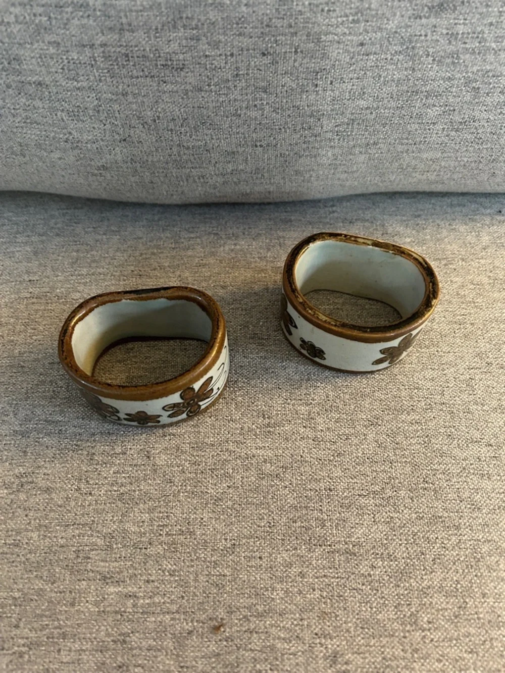 Vintage MCM Ked Edwards Veracruz Pottery Tonala Mexico Napkin Rings